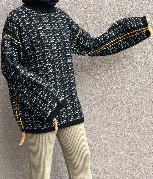 TAN/TURTLE-NECK SIDE STITCH PO (BLACK)