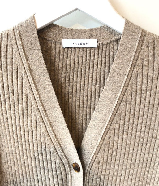 PHEENY/12G RIB KNIT LONG CARDIGAN(GRAIGE)