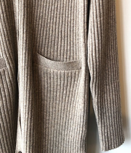 PHEENY/12G RIB KNIT LONG CARDIGAN(GRAIGE)