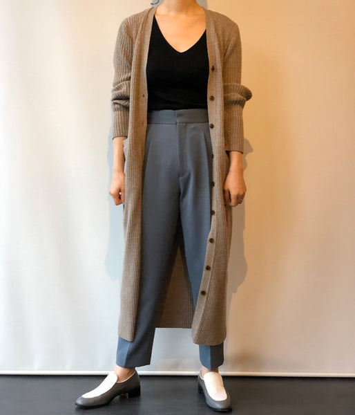 PHEENY/12G RIB KNIT LONG CARDIGAN(GRAIGE)