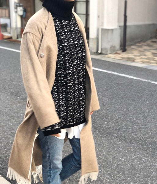 PHEENY/BEAVER FRINGE COAT(CAMEL)