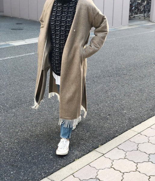 PHEENY/BEAVER FRINGE COAT(CAMEL)