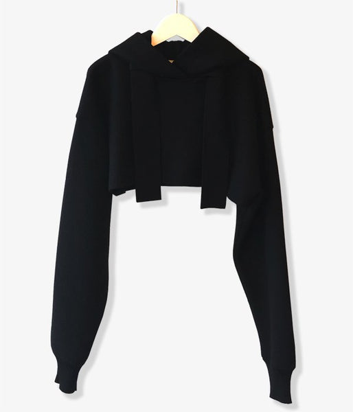 TAN/BOILED SHORT HOODIE (BLACK)