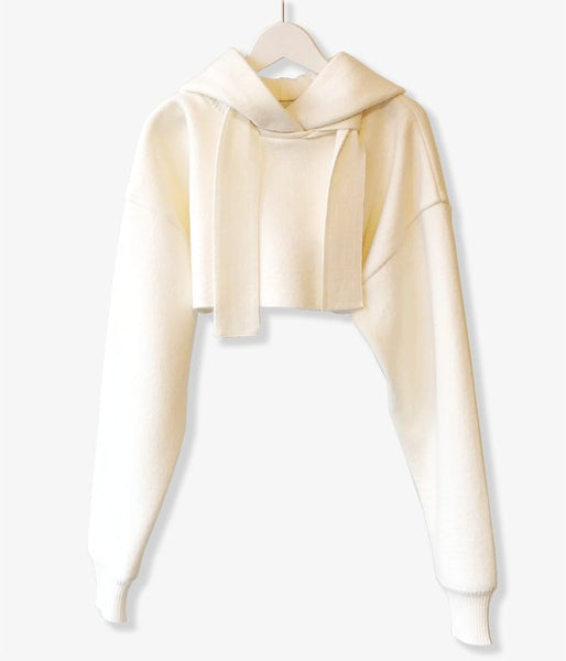 TAN/BOILED SHORT HOODIE (WHITE)