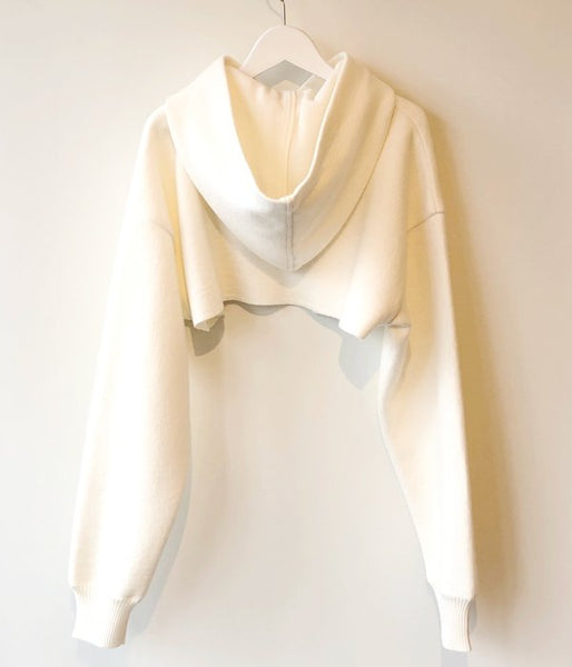 TAN/BOILED SHORT HOODIE (WHITE)