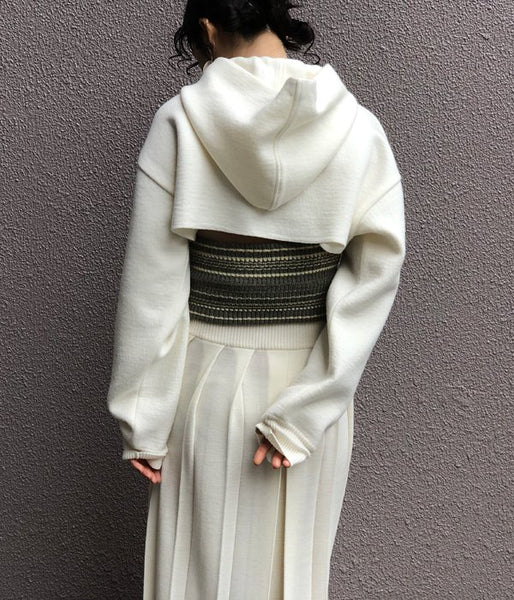 TAN/BOILED SHORT HOODIE (WHITE)