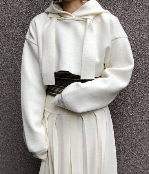 TAN/BOILED SHORT HOODIE (WHITE)