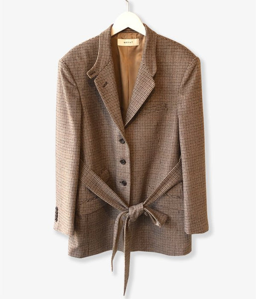 WRYHT/BELTED COUNTRY JACKET(COGNAC PLAID)