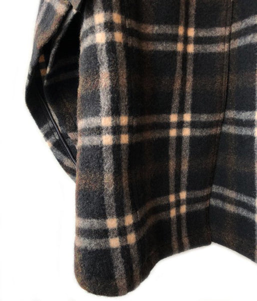 WRYHT/STAND COLLAR MANTLE(BLACK PLAID)