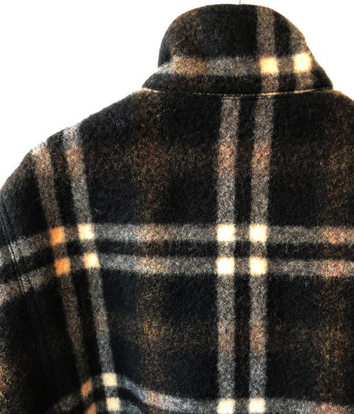 WRYHT/STAND COLLAR MANTLE(BLACK PLAID)
