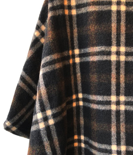 WRYHT/STAND COLLAR MANTLE(BLACK PLAID)