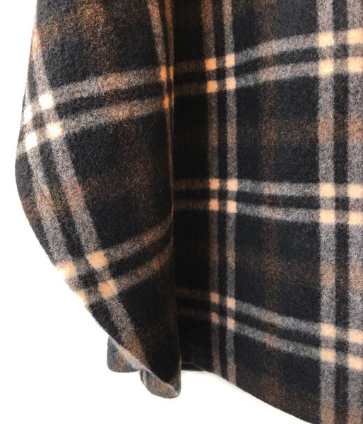 WRYHT/STAND COLLAR MANTLE(BLACK PLAID)