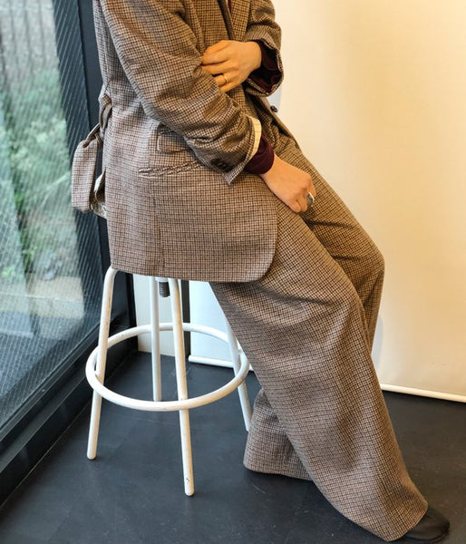 WRYHT/BELTED SACK TROUSER(COGNAC PLAID)
