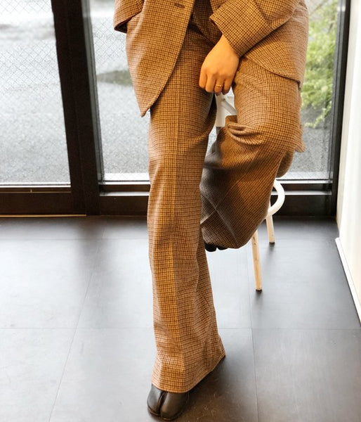 WRYHT/BELTED SACK TROUSER(COGNAC PLAID)