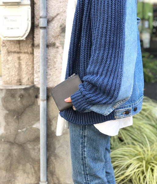 Aeta/PEBBLE GRAIN LEATHER WALLET TypeB(GRAY)