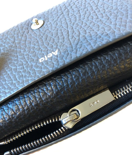 Aeta/PEBBLE GRAIN LEATHER MINI WALLET(GRAY)
