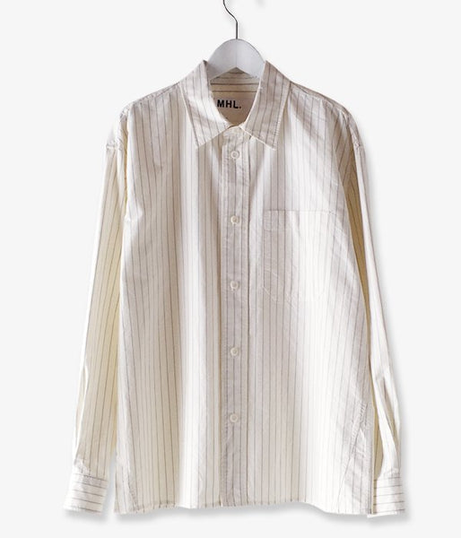 MHL./TWIN STRIPE COTTON SHIRTS (WHITE)