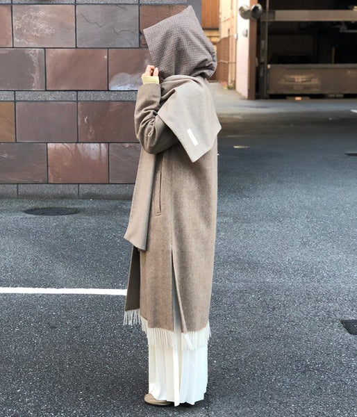 WRYHT/BEAVER HOODED SCARF(COGNAC PLAID)