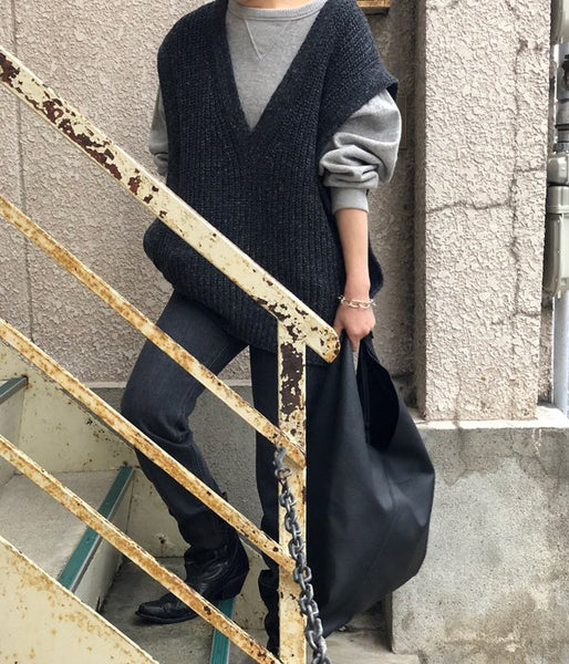 MM6 MAISON MARGIELA/LEATHER JAPANESE TOTE BAG(BLACK)(3)