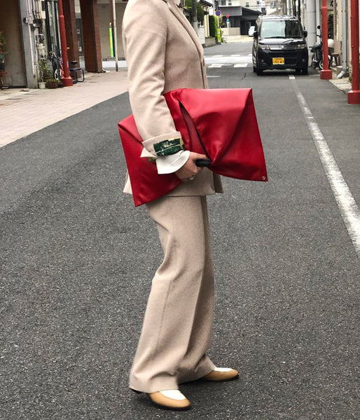 MM6 MAISON MARGIELA/ECO LEATHER JAPANESE TOTE BAG(RED)