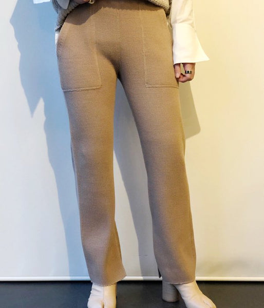 PHEENY/BIG WAFFLE SLIT PANTS(BEIGE)