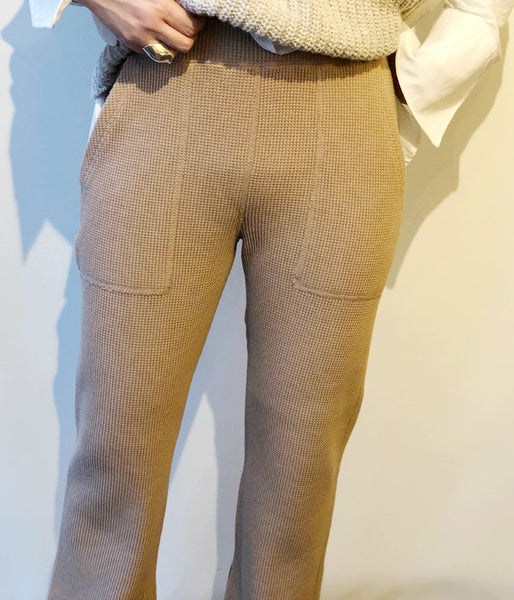 PHEENY/BIG WAFFLE SLIT PANTS(BEIGE)
