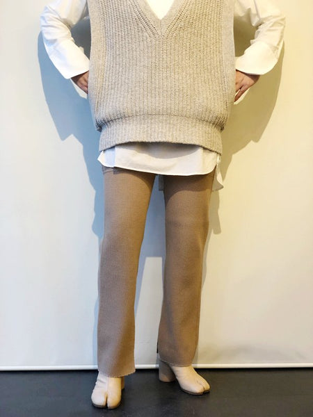 PHEENY/BIG WAFFLE SLIT PANTS(BEIGE)