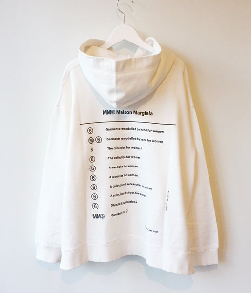 MM6 MAISON MARGIELA/SIDE SLIT LOGO BACK HOODIE(WHITE)
