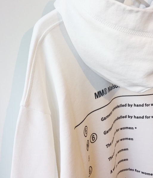 MM6 MAISON MARGIELA/SIDE SLIT LOGO BACK HOODIE(WHITE)