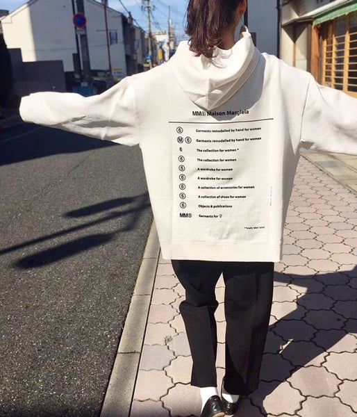 MM6 MAISON MARGIELA/SIDE SLIT LOGO BACK HOODIE(WHITE)