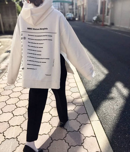 MM6 MAISON MARGIELA/SIDE SLIT LOGO BACK HOODIE(WHITE)