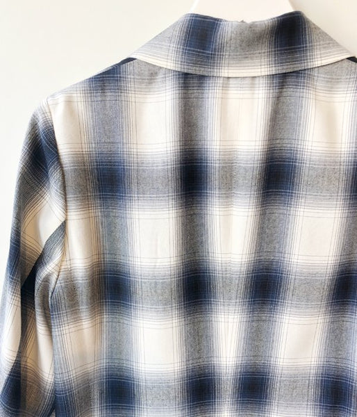 PHEENY/RAYON OMBRE CHECK DOUBLE-BREASTED JACKET(BLUE)
