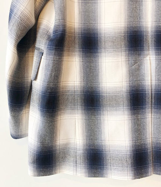 PHEENY/RAYON OMBRE CHECK DOUBLE-BREASTED JACKET(BLUE)