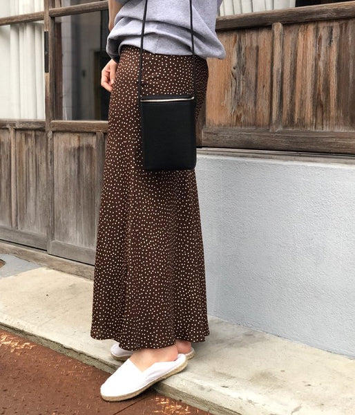 PHEENY/RAYON DOT SKIRT(BROWN)