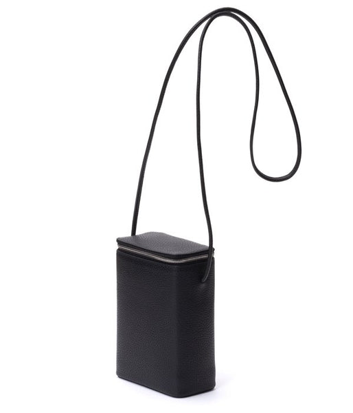 Aeta/PEBBLE GRAIN LEATHER BOX SHOULDER S(BLACK)
