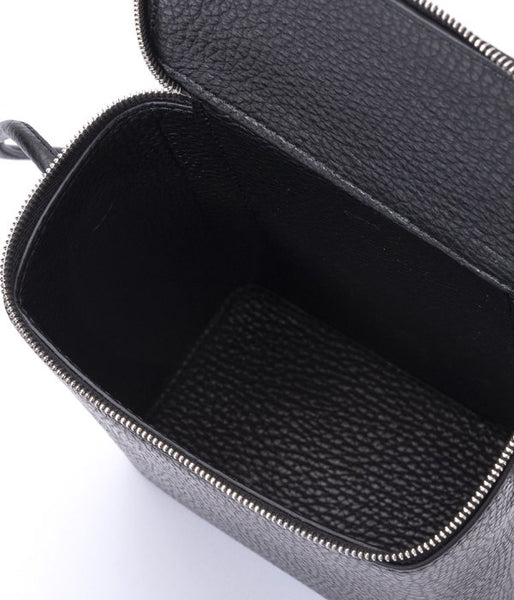 Aeta/PEBBLE GRAIN LEATHER BOX SHOULDER S(BLACK)
