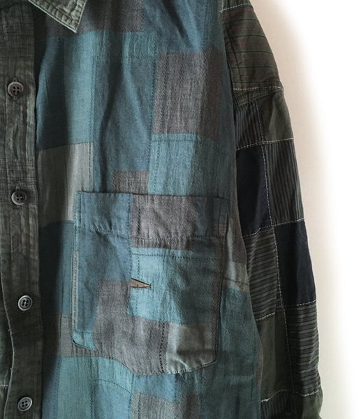 DESCENDANT/DISTRIBUTION PATCHWORK LS SHIRT (OLIVE DRAB)