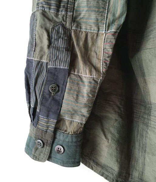 DESCENDANT/DISTRIBUTION PATCHWORK LS SHIRT (OLIVE DRAB)