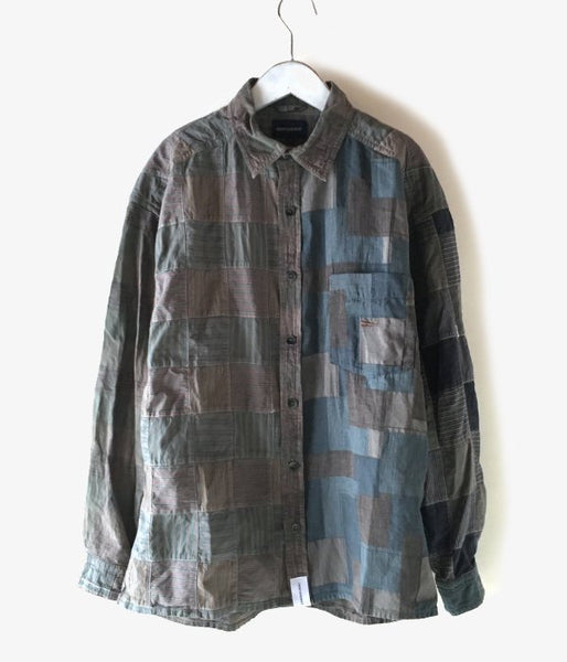 DESCENDANT/DISTRIBUTION PATCHWORK LS SHIRT (BEIGE)