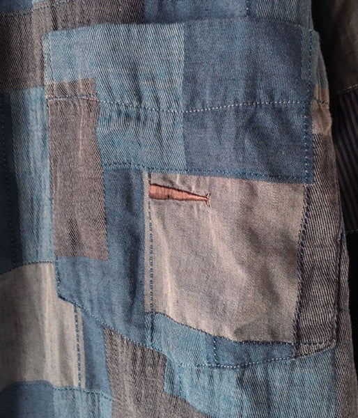 DESCENDANT/DISTRIBUTION PATCHWORK LS SHIRT (BEIGE)