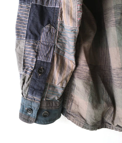 DESCENDANT/DISTRIBUTION PATCHWORK LS SHIRT (BEIGE)