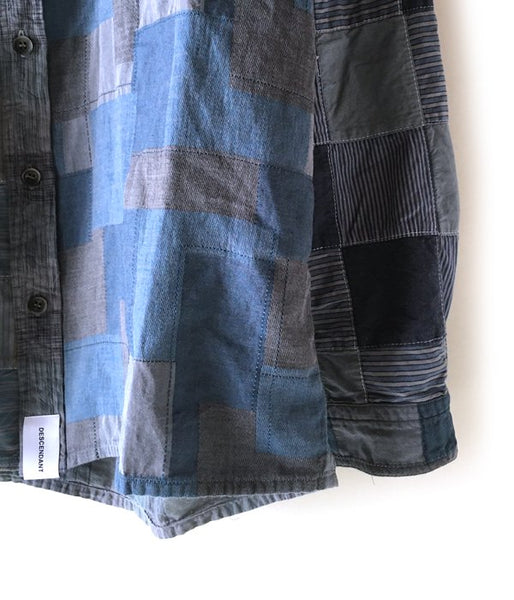 DESCENDANT/DISTRIBUTION PATCHWORK LS SHIRT (BLUE)