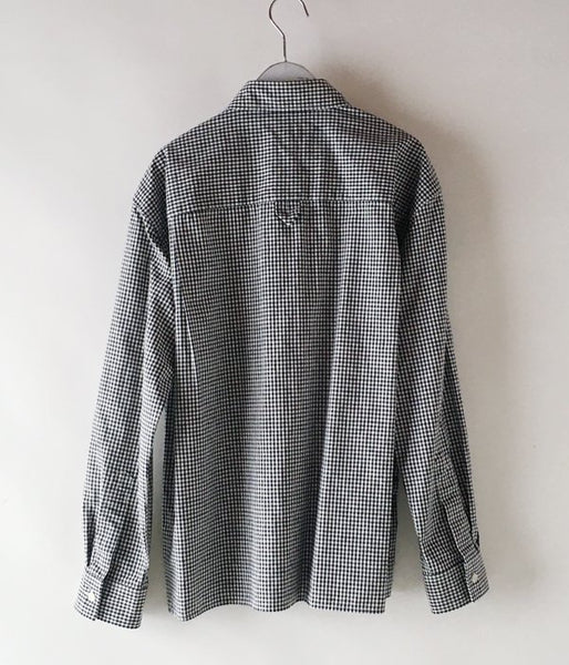 MHL./COTTON LINEN GINGHAM SHIRTS (BLACK)