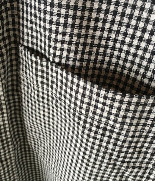 MHL./COTTON LINEN GINGHAM SHIRTS (BLACK)