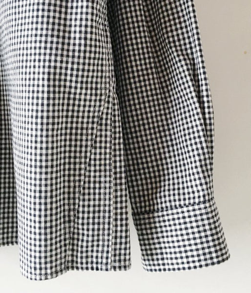 MHL./COTTON LINEN GINGHAM SHIRTS (BLACK)