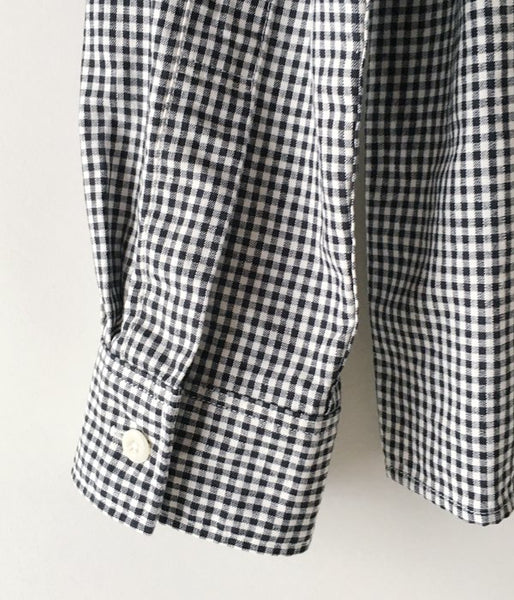 MHL./COTTON LINEN GINGHAM SHIRTS (BLACK)