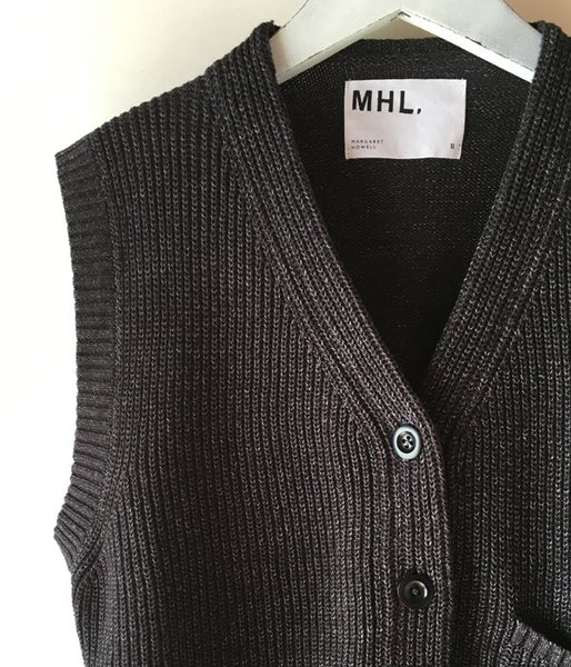 MHL./VINTAGE COTTON LINEN WOMENS VEST (GREY)