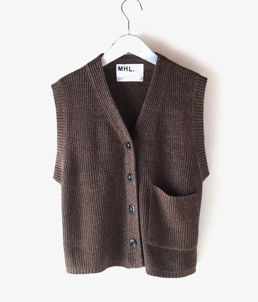 MHL./VINTAGE COTTON LINEN WOMENS VEST (BROWN)