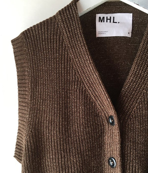 MHL./VINTAGE COTTON LINEN WOMENS VEST (BROWN)