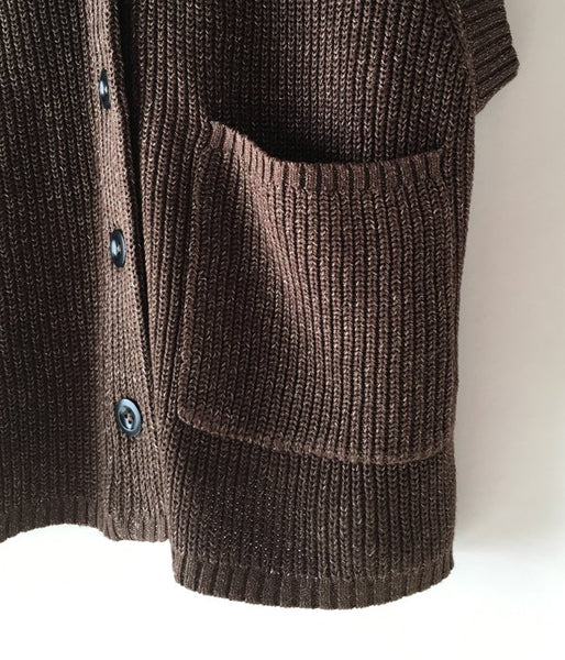 MHL./VINTAGE COTTON LINEN WOMENS VEST (BROWN)